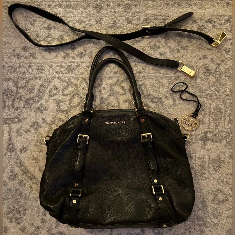 Michael Kors Black Leather Bedford Satchel Bag - Picture 2 of 11